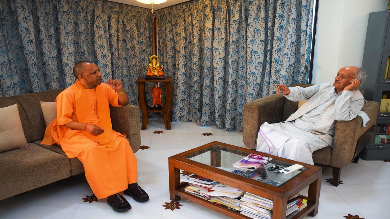 Uttar Pradesh Chief Minister Yogi Adityanath met Maharashtra Governor Bhagat Singh Koshyari at Raj Bhavan in Mumbai on Thursday, before proceeding for his other official engagements
